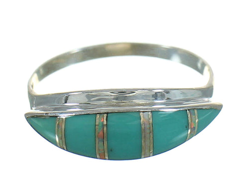 Turquoise Opal Inlay Authentic Sterling Silver Ring Size 7-3/4 RX84963